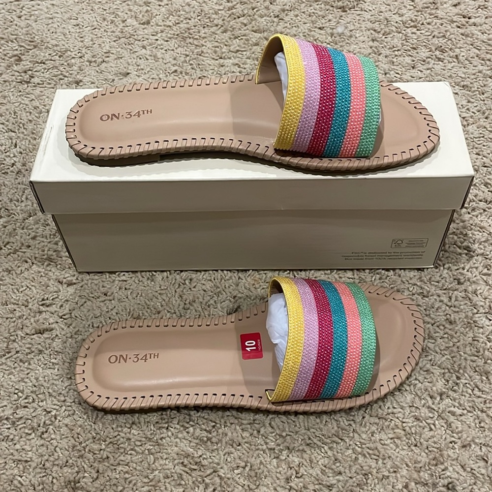 On 34th Women's Multicolor Slide Sandals New in the box size 10 - Picture 2 of 5